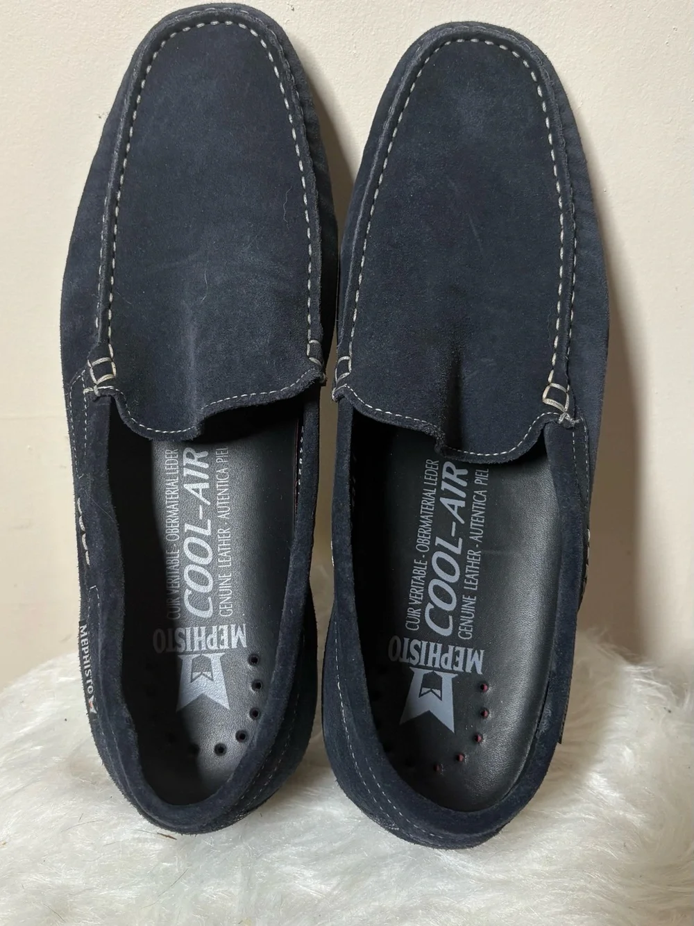 {EUC} Men's MEPHISTO Navy Suede Slip-On Loafers 9.5 US